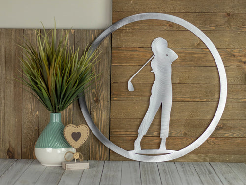 Golf Decor With Girl Golf Sign Golf Gift Golf Art Metal Sign Kids Room Decor Laser Cut Sign Raw Steel Shown - 8 inches - metal sign