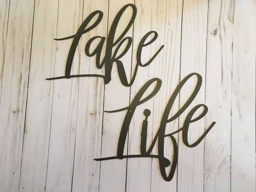 Lake Life Metal Sign Lake House Decor Housewarming Gift Metal Words Lake Sign - 8 inches - metal sign