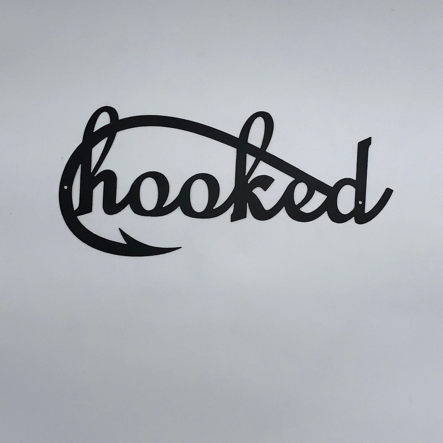 Hooked Metal Sign Fishing Decor Metal Fishing Sign Fishing Sign - 8 inches - metal sign