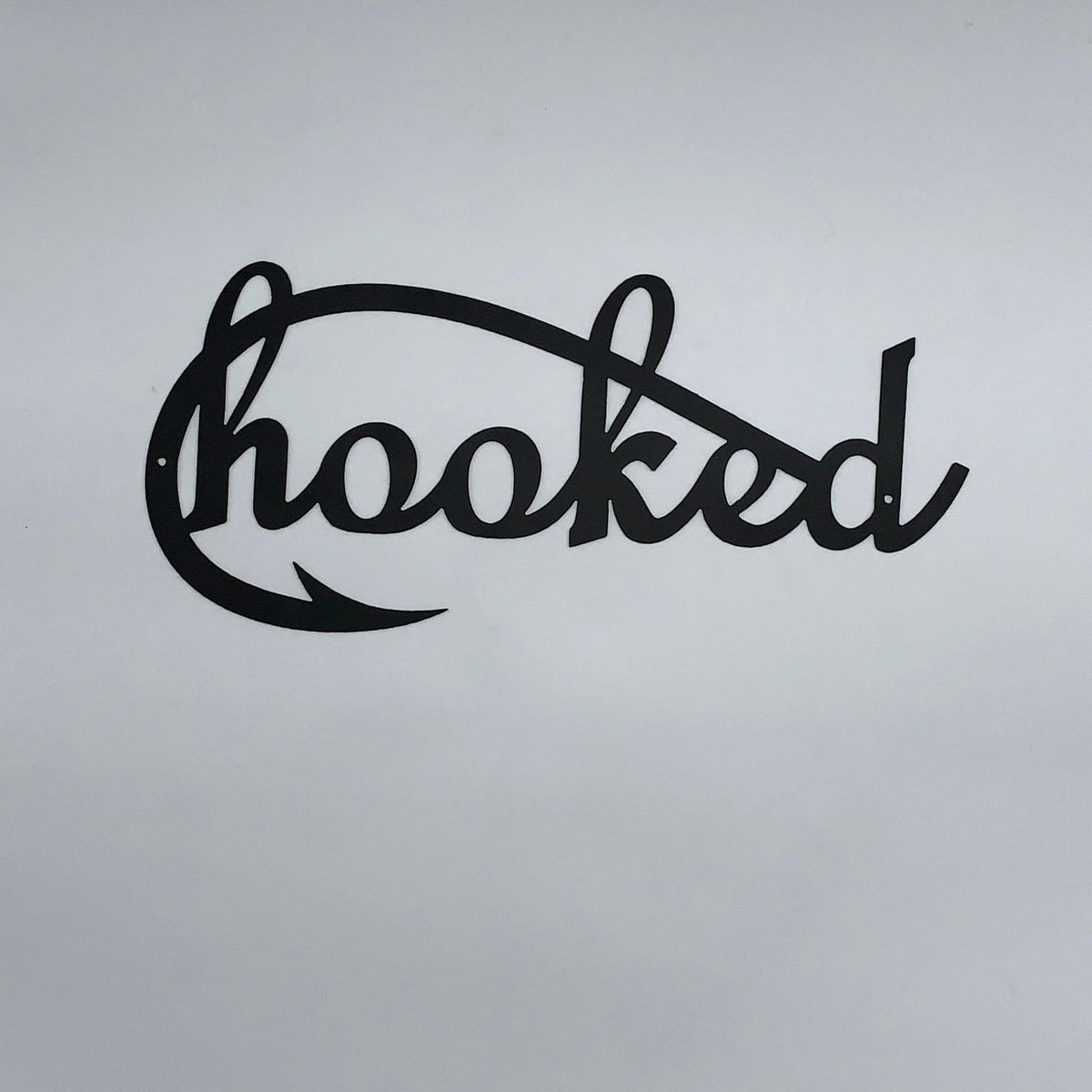 Hooked Metal Sign Fishing Decor Metal Fishing Sign Fishing Sign - 8 inches - metal sign