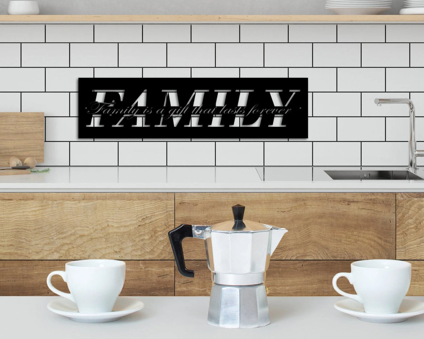 Family Sign Family Metal Sign Family Wall Decor Thanksgiving Decor Family Word Sign Metal Cut Out Family Sign Family Dining Room Decor - 8 inches - metal sign