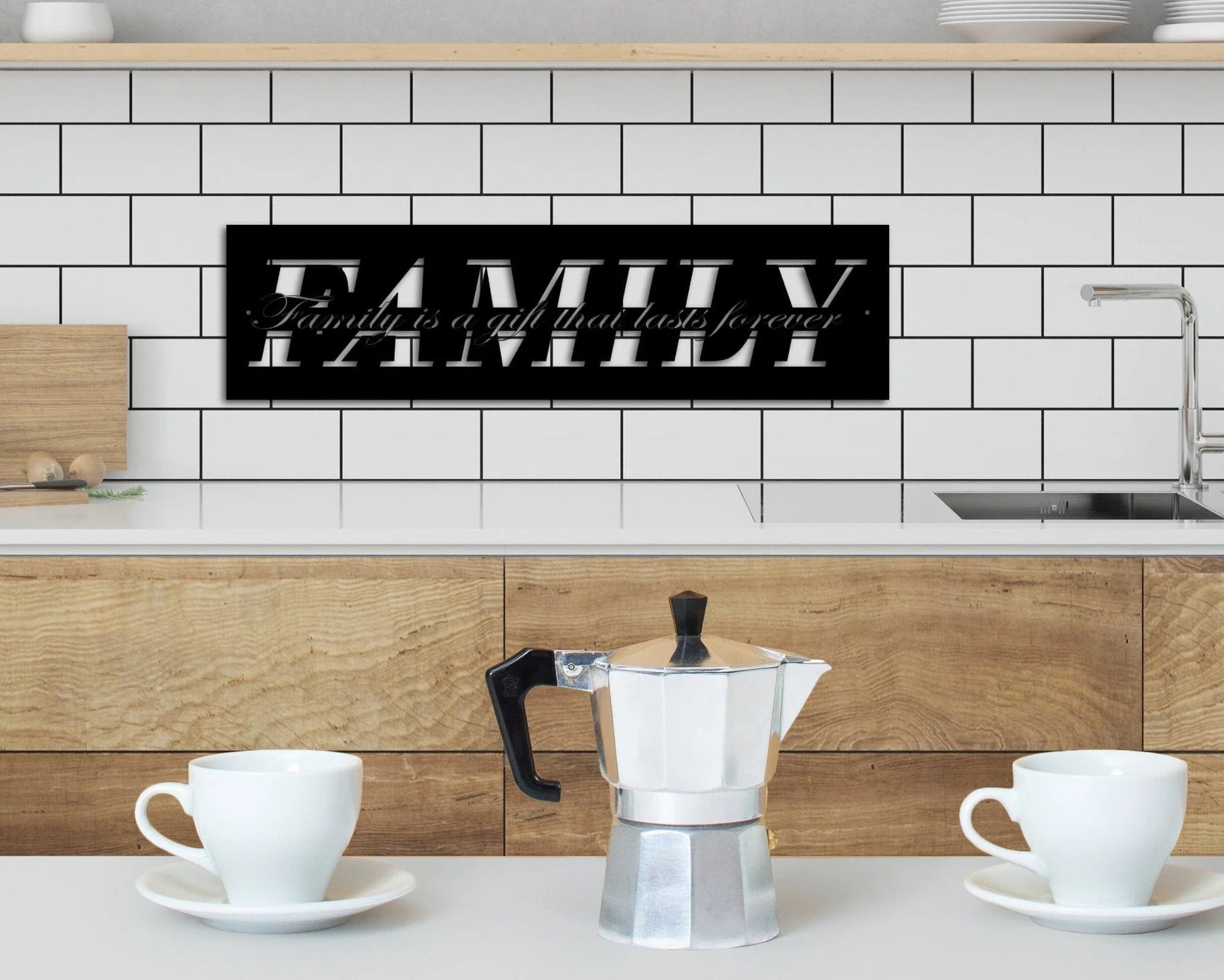 Family Sign Family Metal Sign Family Wall Decor Thanksgiving Decor Family Word Sign Metal Cut Out Family Sign Family Dining Room Decor - 8 inches - metal sign