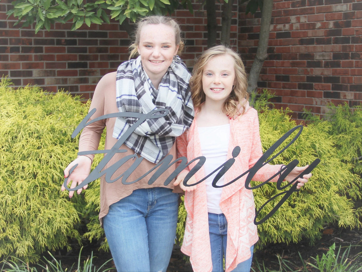 Family Steel Sign Metal Family Hanging Word Art Family Wall Decor - 8 inches - metal sign