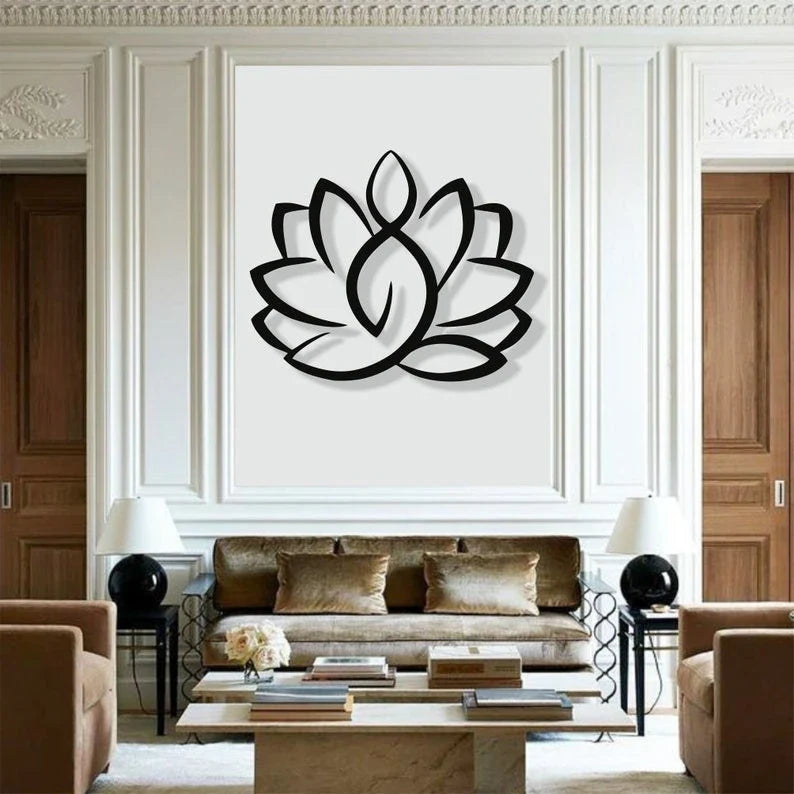 Lotus Wall Art Metal Wall Decor Metal Wall Hangings ation Lotus Flower Sign Yoga Wall Art Yoga Studio Decor - 8 inches - metal sign