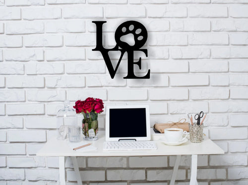 Love Dog Paw Print Metal Sign Entryway Decor Bathroom Wall Decor Living Room Decor Kitchen Decor Mothers Day - 8 inches - metal sign
