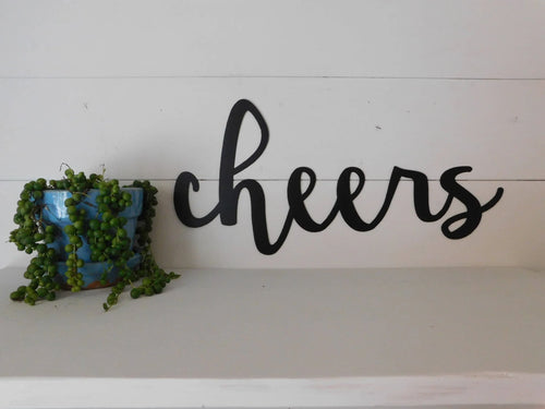 Cheers Sign Rustic Word Art Sign Cheers Art Housewarming Gift Idea Bar Or Kitchen Decoration - 8 inches - metal sign