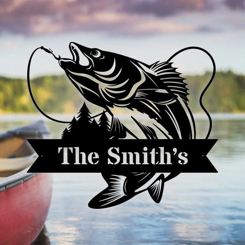 Walleye Metal Fish Sign For Outdoors On House Fishing Lover Wall Sign - 8 inches - metal sign