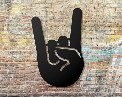 Rock And Roll Hand Sign Rock On Heavy Metal Wall Decor Rock Sign Language Man Cave Dorm Room Rock Club Music Room Teen Room - 8 inches - metal sign