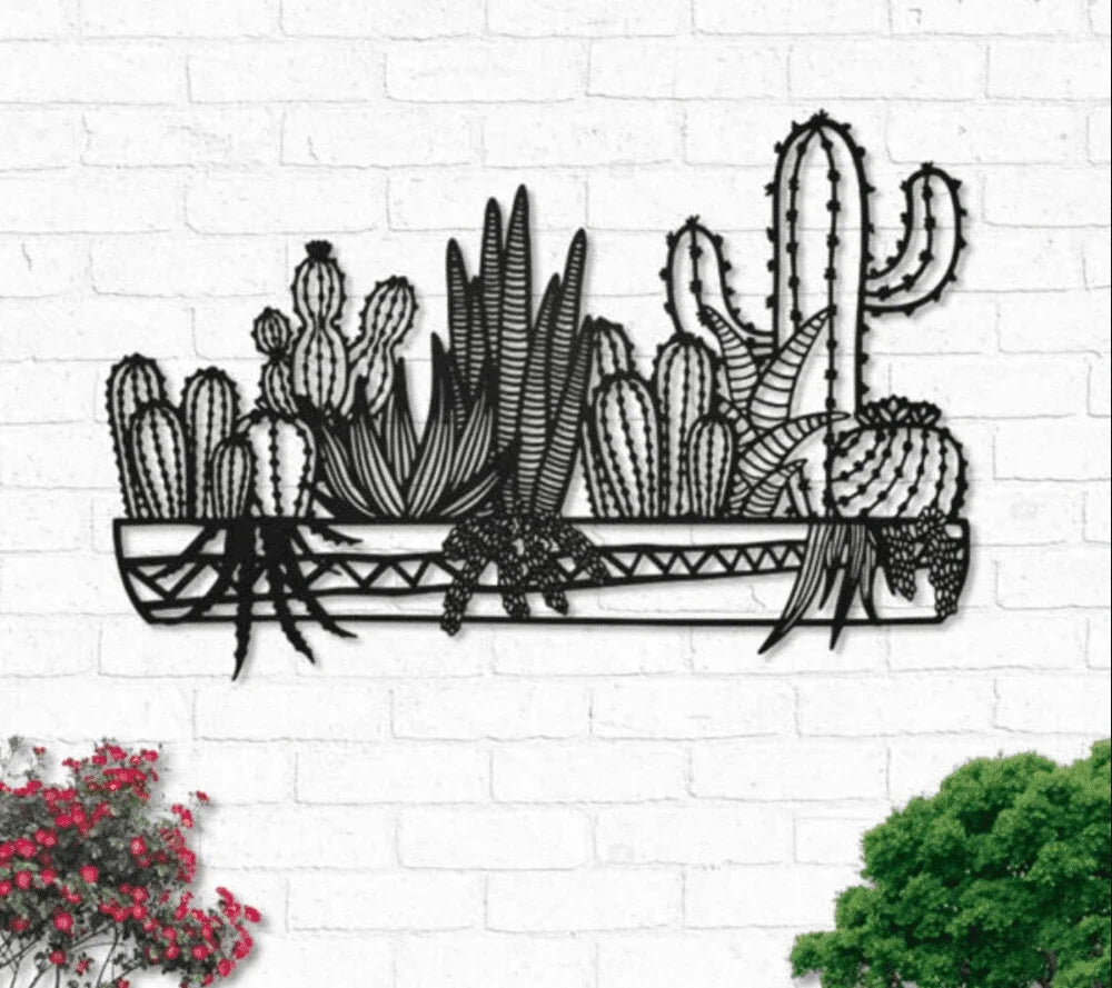Cactus Natural Metal House Sign - 8 inches - metal sign