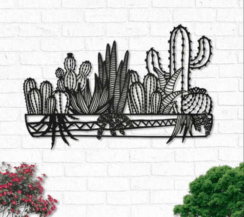 Cactus Natural Metal House Sign - 8 inches - metal sign