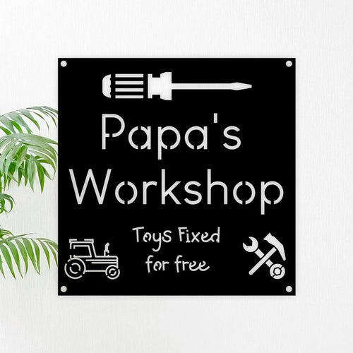 Workshop Signs For Grandpa Papa Poppa Pappy Or Daddy Toys Fixed For Free Metal Sign Usa Made Grandparents - metal sign