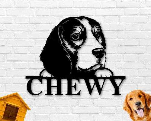 Beagle Dog Sign Beagle Metal Sign Beagle Name Sign Pet Name Sign Dog Lover Sign Gift For Pet - 8 inches - metal sign