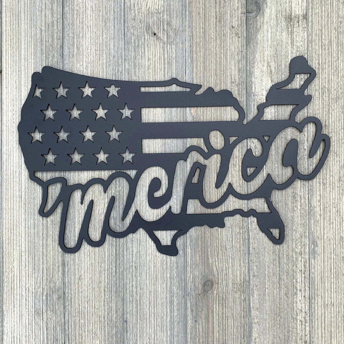 Merica Flag Metal Sign Cutout Cut Metal Sign Wall Metal Art - 8 inches - metal sign