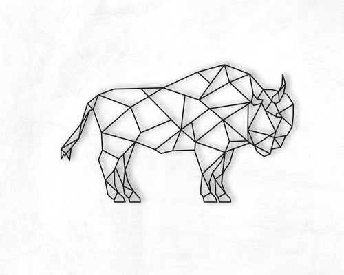 Geometric Bison Wall Hanging Geometric Woodland Buffalo Bison Animal Wall Decor Buffalo Art - 8 inches - metal sign