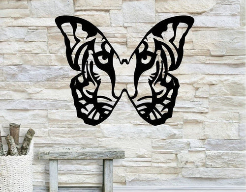 Butterfly Tiger Tiger Butterfly Butterfly Tiger Metal Wall Decor - 8 inches - metal sign
