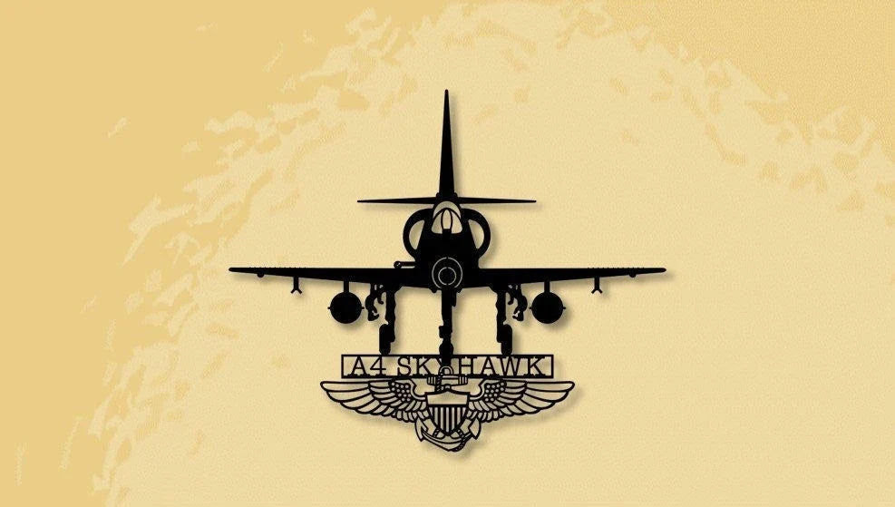 A4 Skyhawk With Naval Aviator Wings Naval Attack Aircraft Metal Sign Cut Metal Sign Wall Decor - 8 inches - metal sign