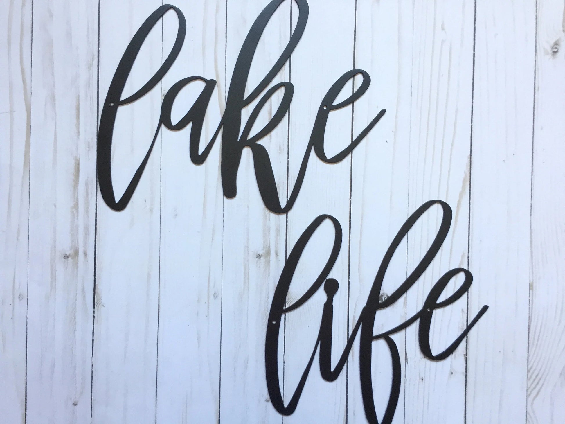 Lake Life Metal Sign Lake House Decor Housewarming Gift Metal Words Lowercase Lake Life Sign - 8 inches - metal sign