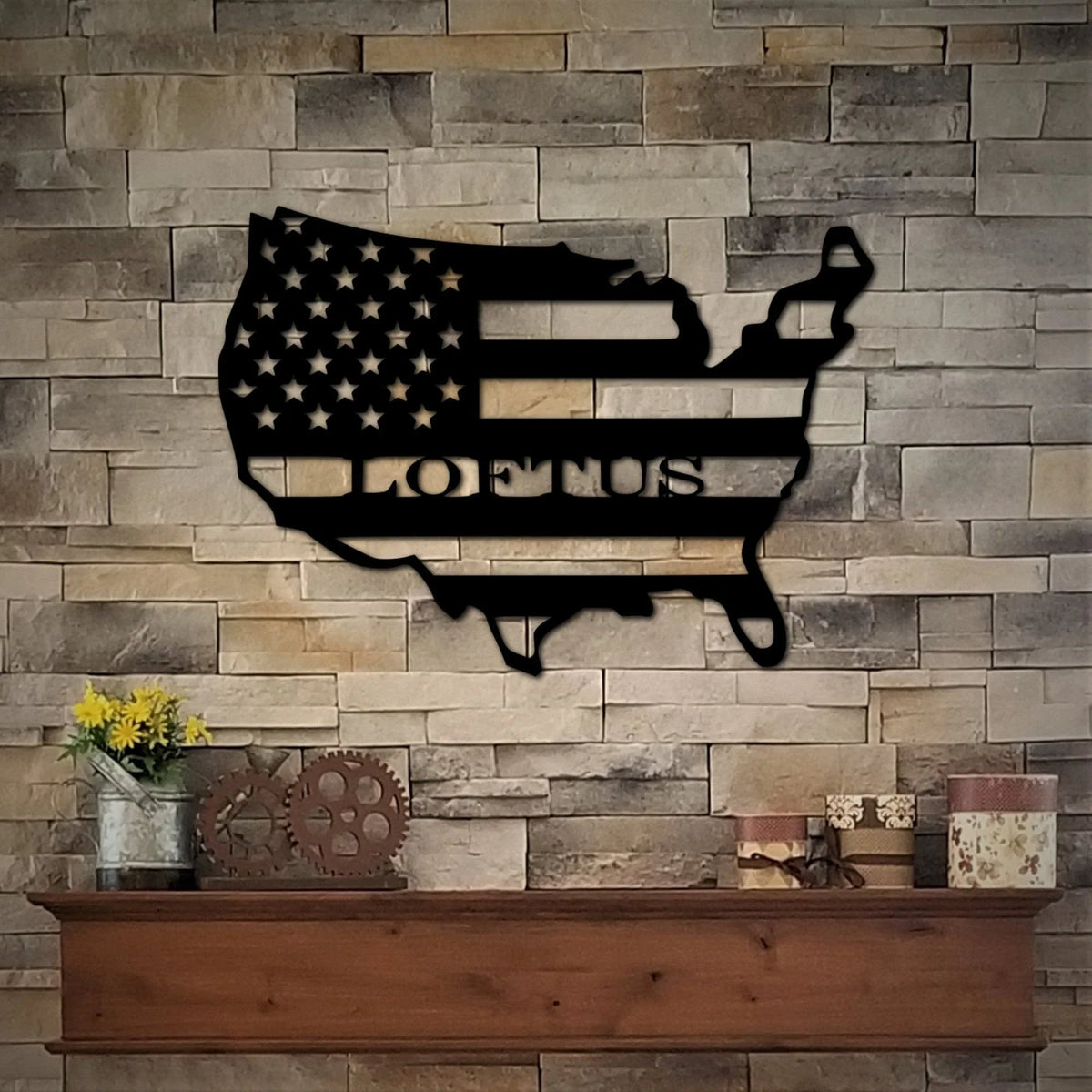 American Flag Metal Sign With Last Name Usa Flag U.s. Flag Family Name Sign Patriotic Gift Military Gifts - metal sign