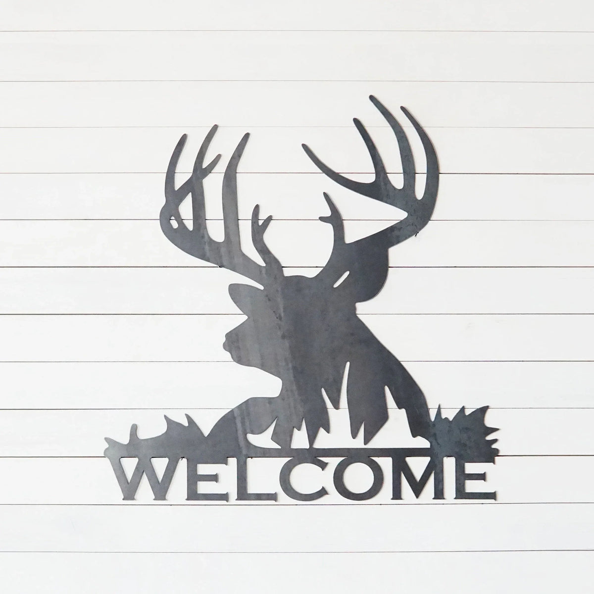 Welcome Deer Metal Art Welcome Sign Wildlife Welcome Sign Rustic Welcome Sign Outdoors Welcome Sign - 8 inches - metal sign