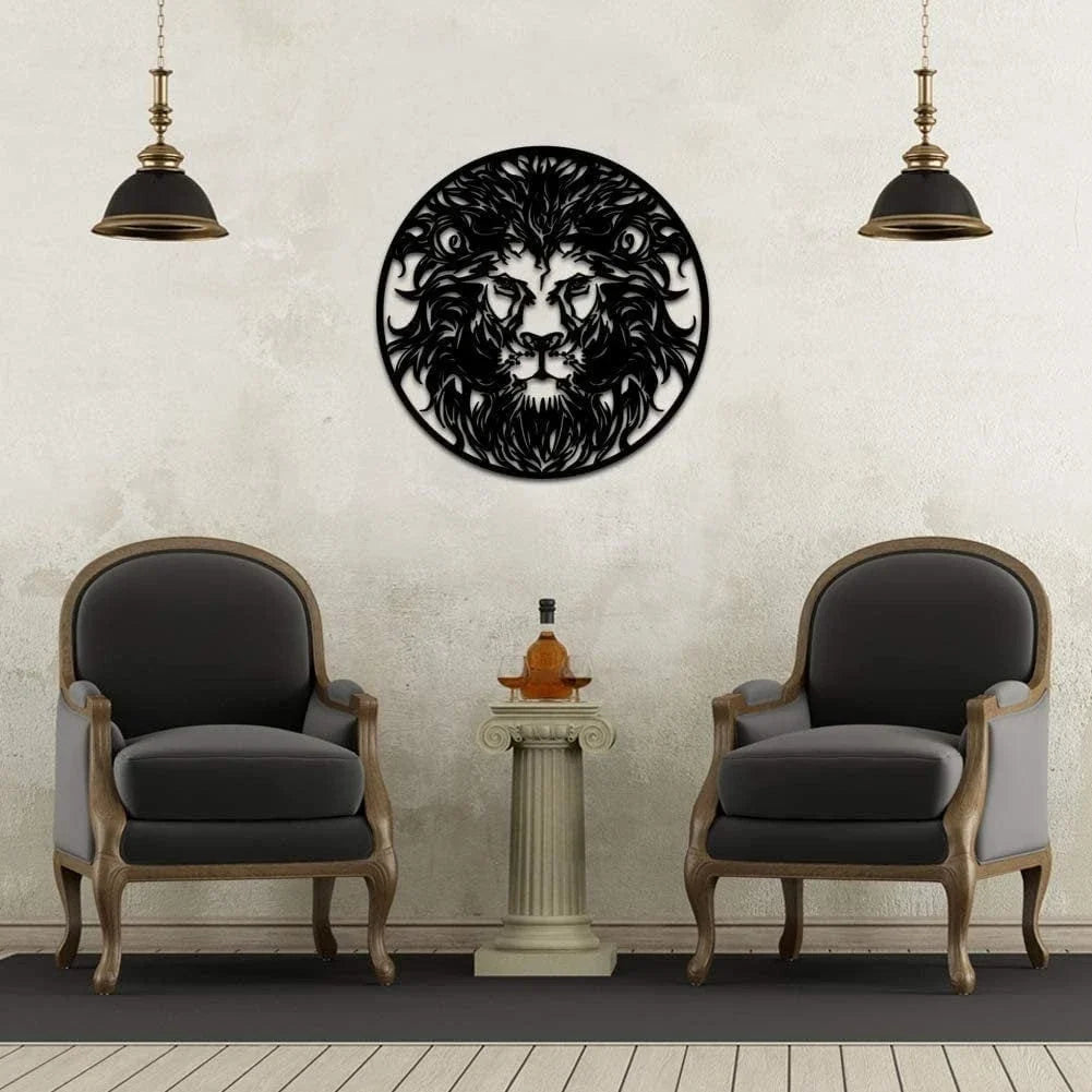 Lion Metal Wall Metal Sign Art Decoration Animal Metal Artwork Sign For House Wall Decor Gift For Kingman - 8 inches - metal sign