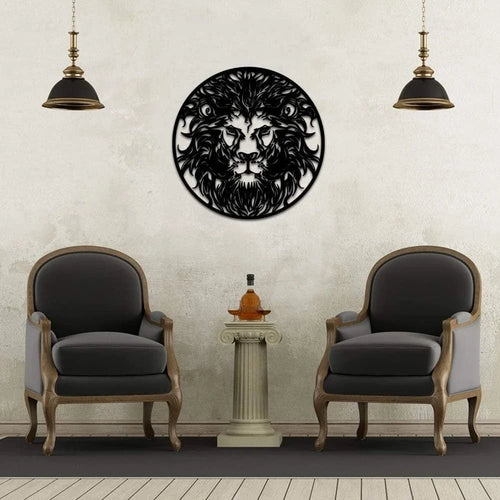 Lion Metal Wall Metal Sign Art Decoration Animal Metal Artwork Sign For House Wall Decor Gift For Kingman - 8 inches - metal sign