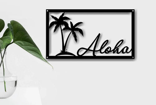 Aloha Metal Sign Summer Decor Outdoor Indoor Aloha Wall Hangings hawaii Door Metal Sign Rustic Summer Gift - 8 inches - metal sign
