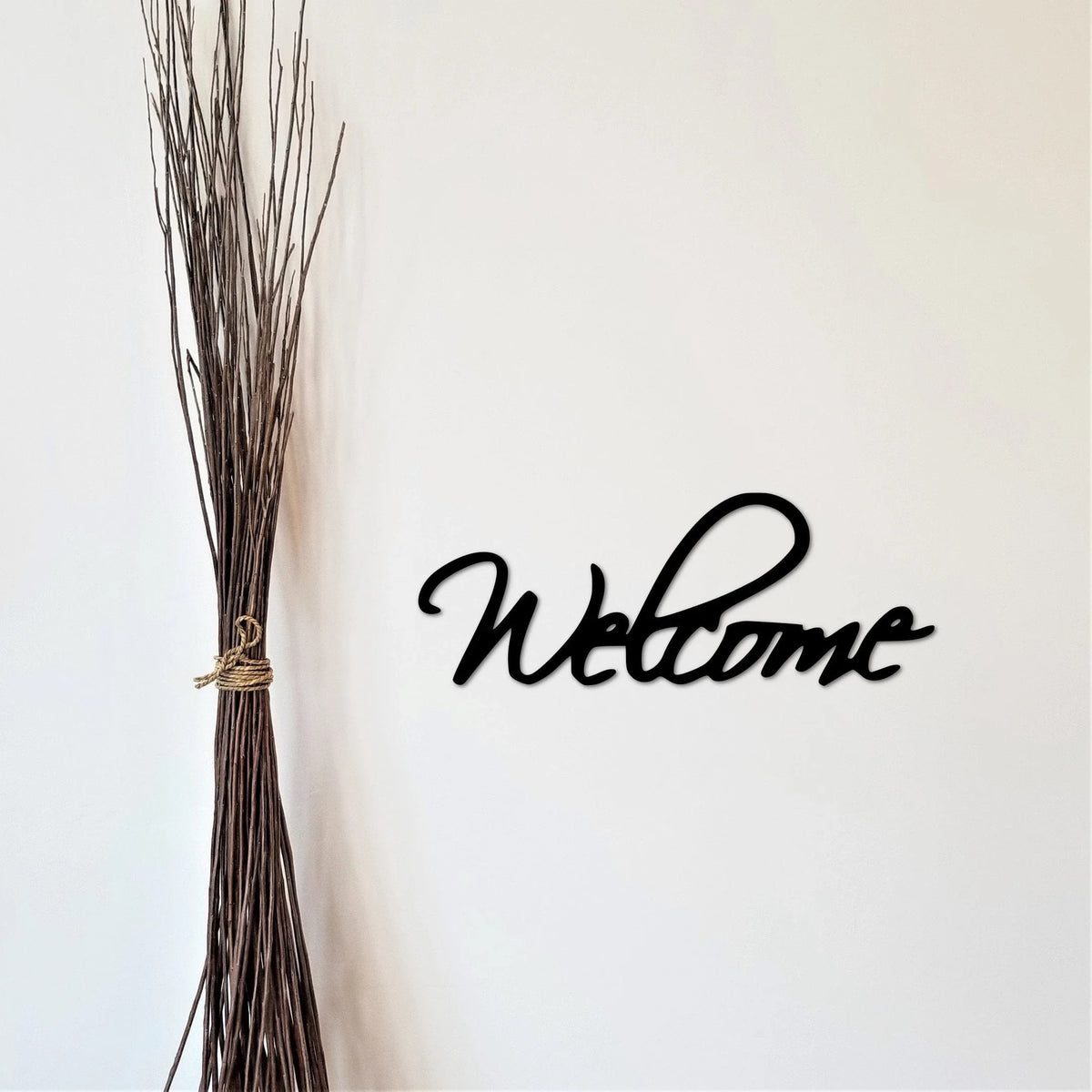 Welcome Sign Cursive Welcome Word Entryway Sign Housewarming Gift Metal Word Artfront Door Hanger Script Sign - 8 inches - metal sign