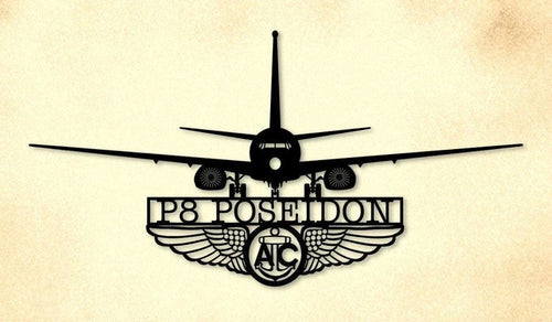 P8 Poseidon With Aircrew Wings Metal Sign Cut Metal Sign Wall Decor - 8 inches - metal sign