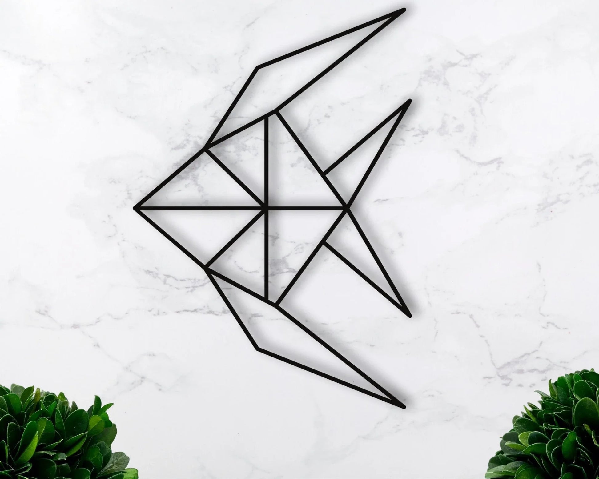Metal Fish Sign Geometric Fish Art Origami Fish Art Metal Animal Art - 8 inches - metal sign