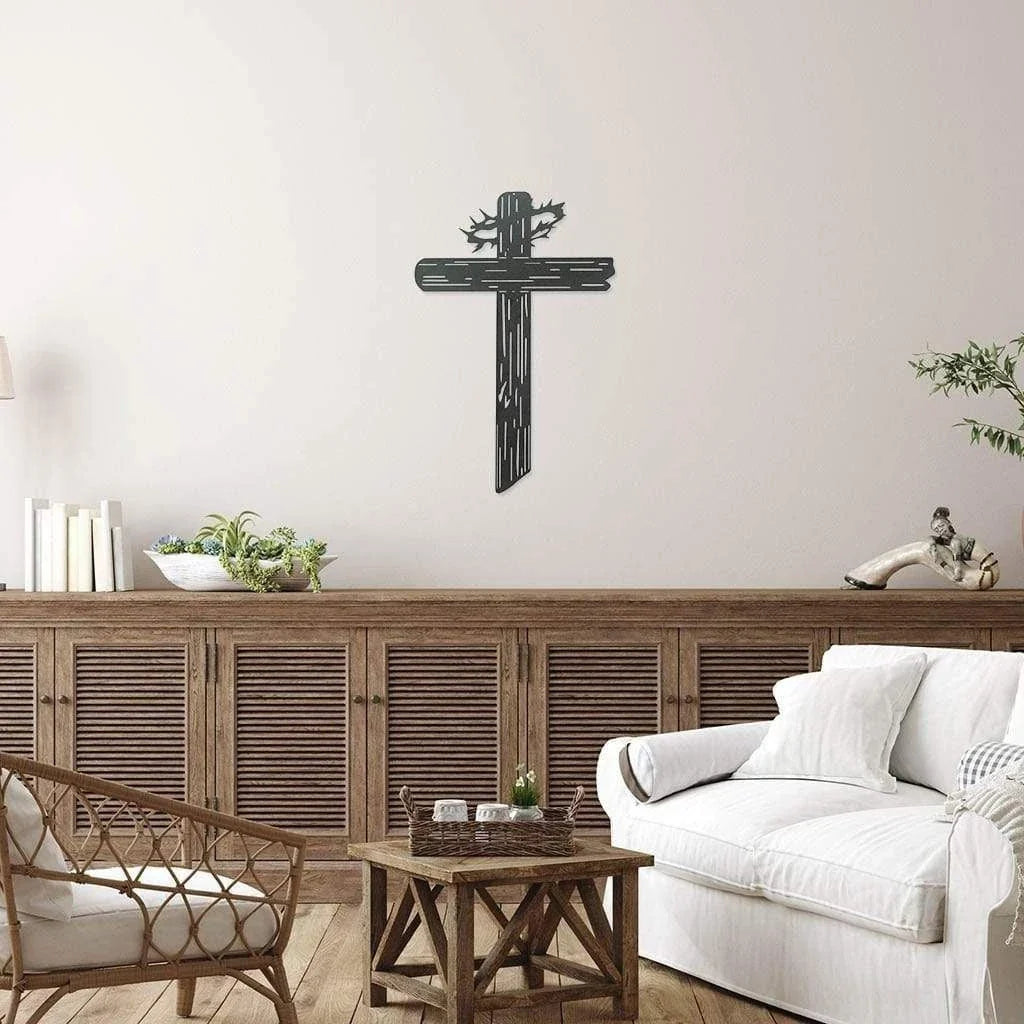 Rugged Cross Cut Metal Sign Metal House Sign - 8 inches - metal sign