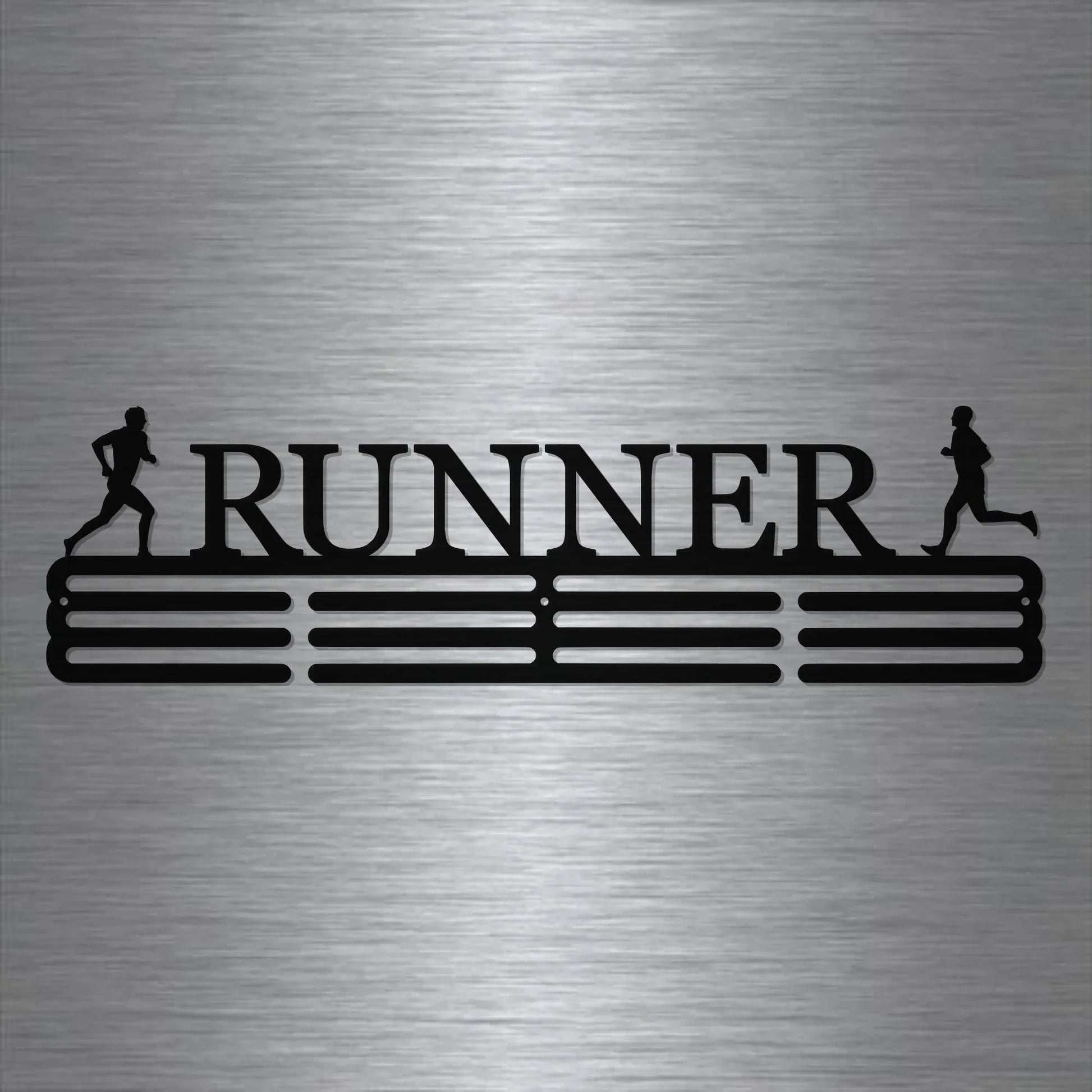 Running Marathon Medal Hanger Holder Display Rack 3 Rung Cut Metal Sign - 8 inches - metal sign