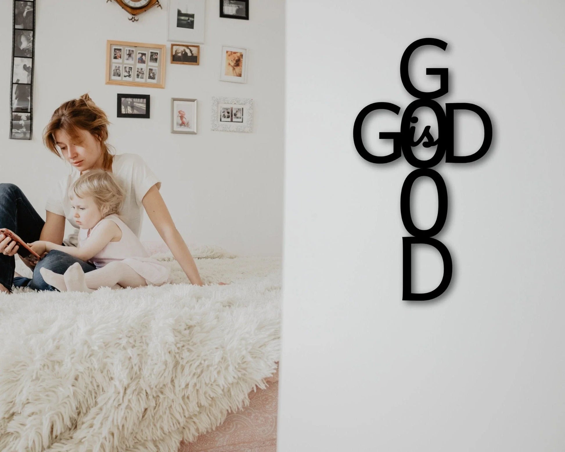 God Bless Our Home Metal Sign Cross Religious Decor God Bless Spiritual Decor Religious God Is Good Metal Sign Wall Hanger - 8 inches - metal sign