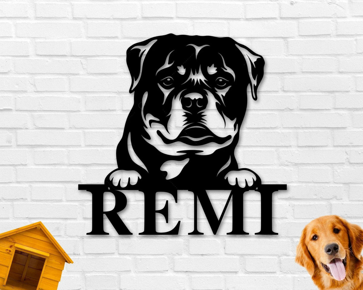 Rottweiler Dog Sign Rottweiler Metal Sign Rottweiler Name Sign Pet Name Sign Dog Lover Sign Gift For Pet Owner Dog Sign - 8 inches - metal sign