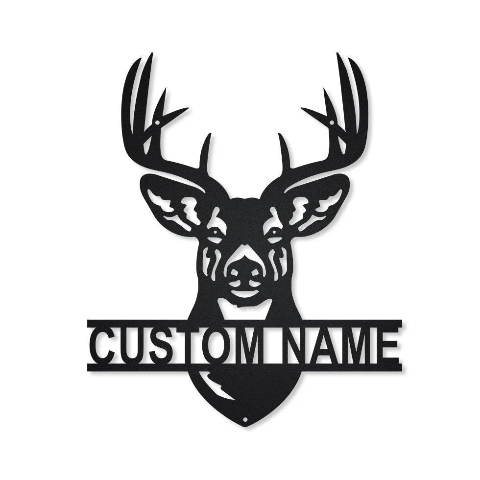 Deer Hunting Metal Sign Art Deer Antler Decor Deer Camp Sign Housewarming Outdoor Metal Sign - 8 inches - metal sign