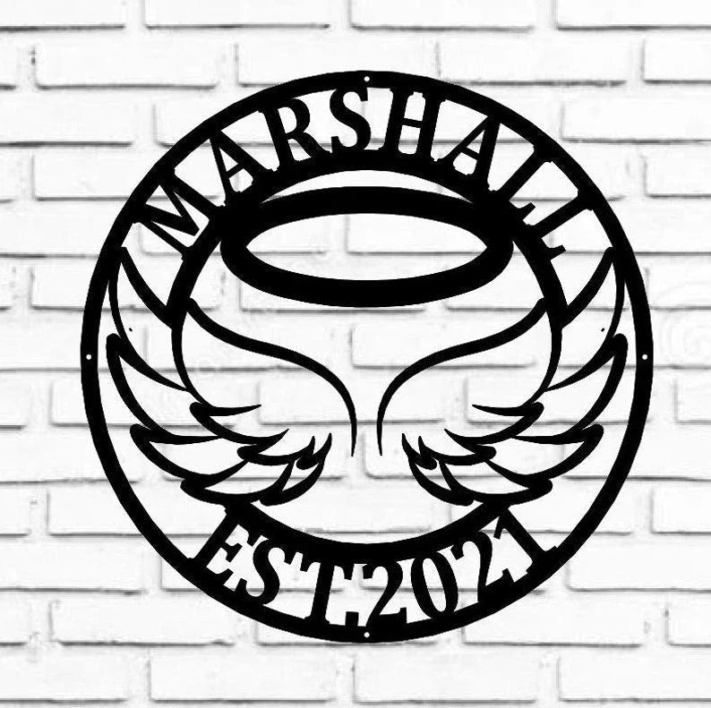 Metal Angel Wings Wall Decor Angel Wings Above Bed Decor Living Room Bedroom Wall Decor - 8 inches - metal sign