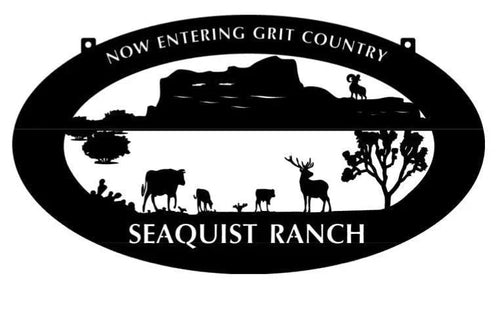 Western Ranch Sign Ram Deer Cactus Cow Sign Metal House Sign - 8 inches - metal sign