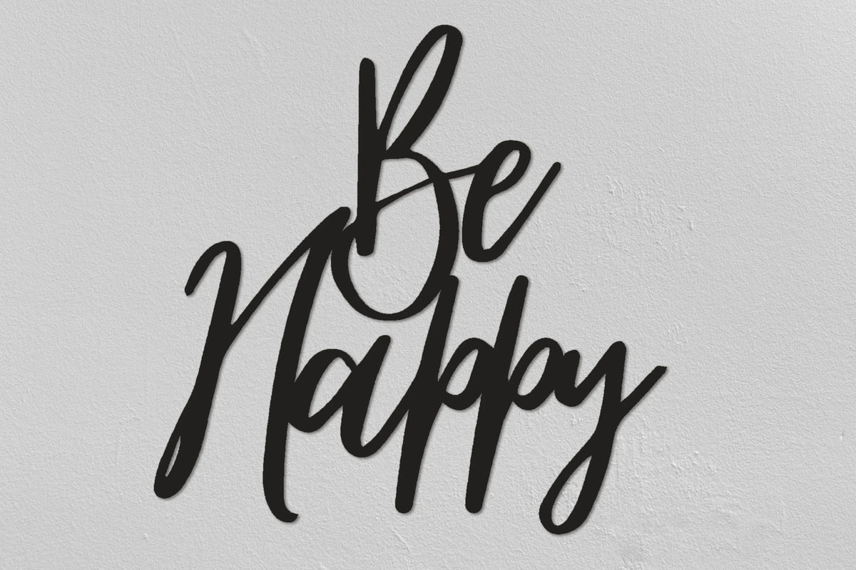 Be Happy Christmas Gifts Lettering Wall Decor Living Room Special Design New Home Gift Black - 8 inches - metal sign