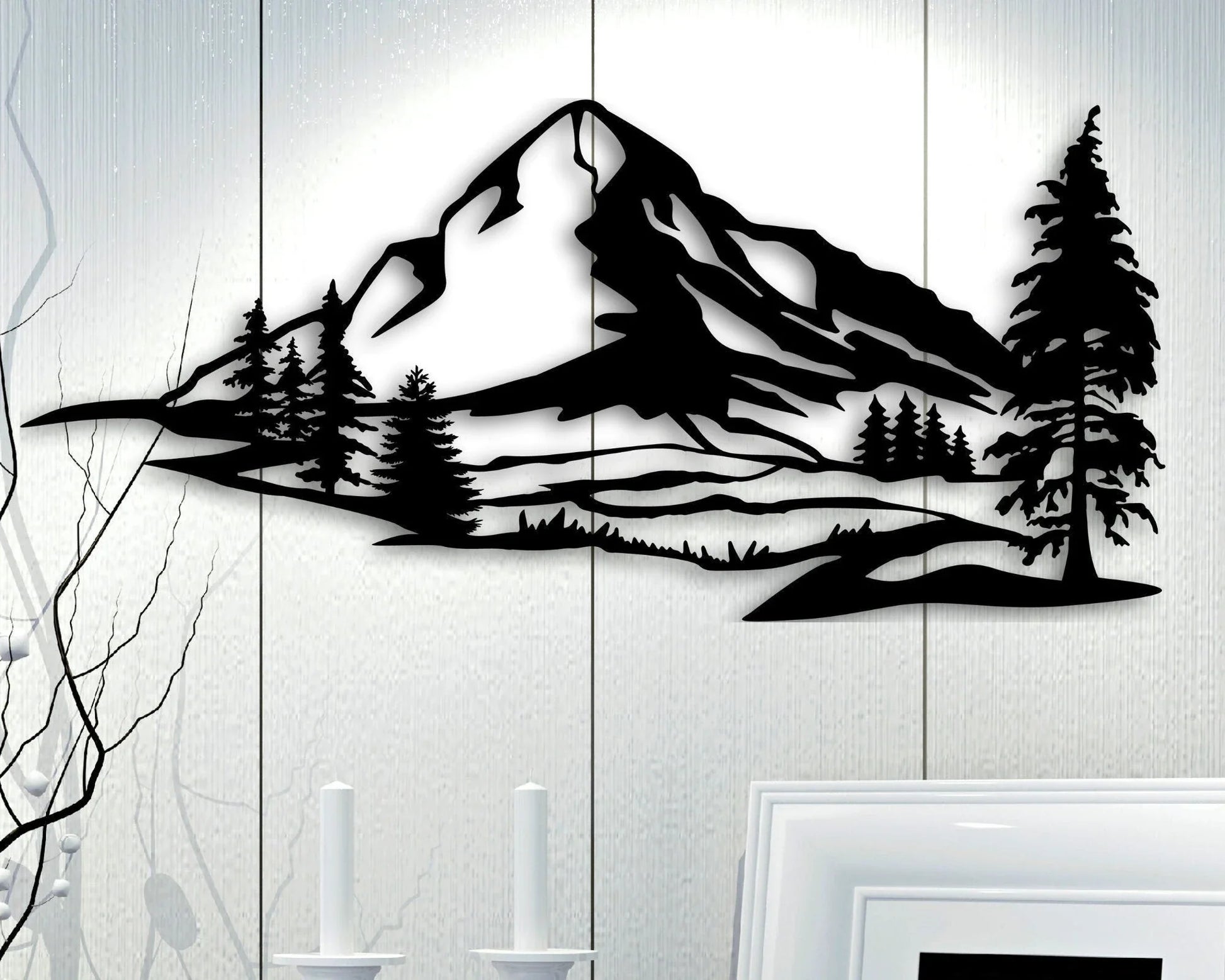 Mountain Metal Mountain Sign Mountain Art Mountain Range Metal Outdoor Signs Outdoor Wall Decor Outdoor Scandi Decor - 8 inches - metal sign