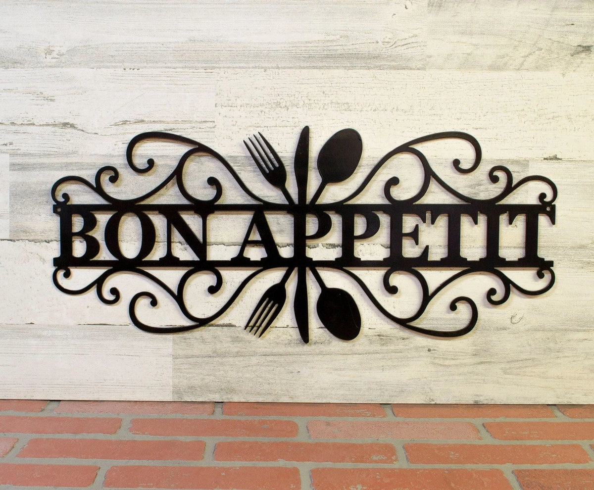Bon Appetit Metal Sign Kitchen Wall Decor Mothers Day Gift Dining Room Wall Art - 8 inches - metal sign