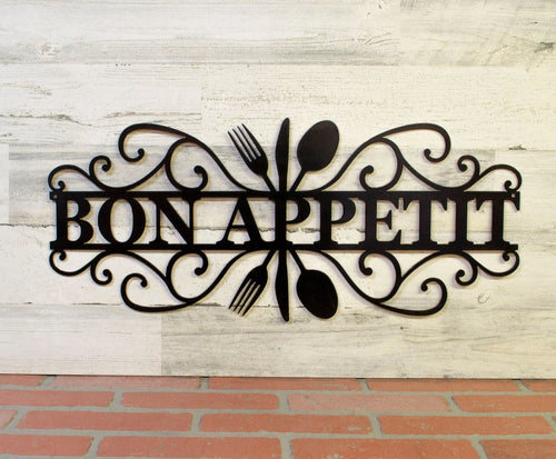 Bon Appetit Metal Sign Kitchen Wall Decor Mothers Day Gift Dining Room Wall Art - 8 inches - metal sign