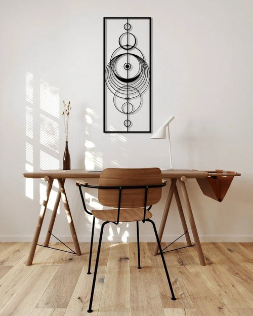 Circle Wall Decor Home Art Decor Minimalist Wall Art Geometric Metal Wall Decoration Modern - 8 inches - metal sign