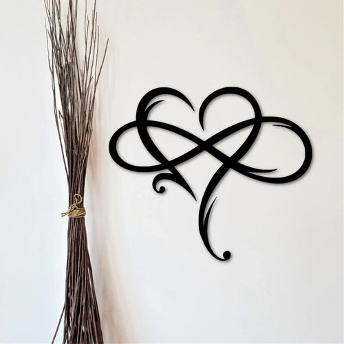 Metal Heart Infinity Sign Infinity Symbol With Heart Valentine Couples Gift Gift For Her Gift For Him Metal Love Sign - 8 inches - metal sign