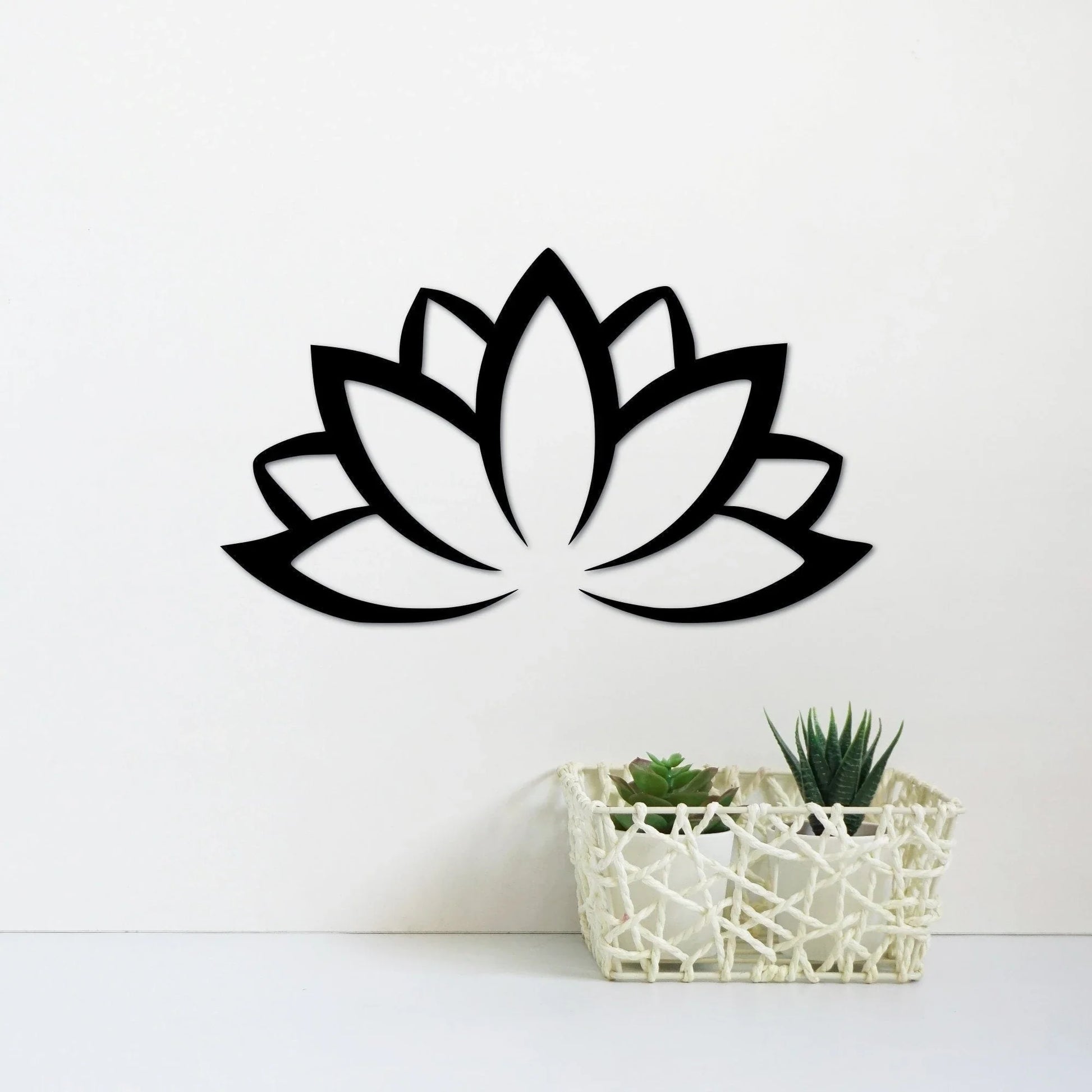 Lotus Flower Meditation Decor Namaste Sign Yoga Studio Wall Hanging Large Flower Decor Gift Idea For Women Or Men - 8 inches - metal sign