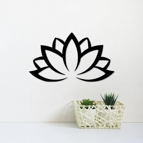 Lotus Flower Meditation Decor Namaste Sign Yoga Studio Wall Hanging Large Flower Decor Gift Idea For Women Or Men - 8 inches - metal sign