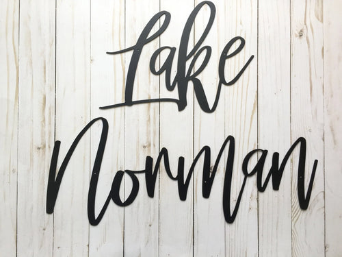 Lake Norman Metal Sign Lake House Decor Housewarming Gift Metal Words Lake Norman Sign - 8 inches - metal sign