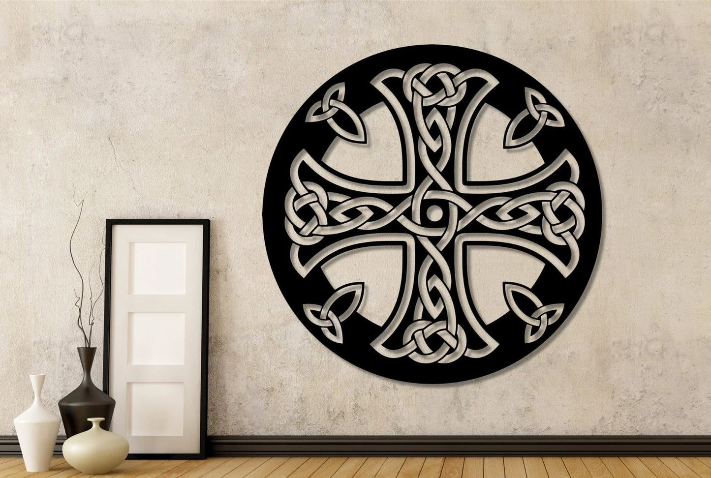 Celtic Cross Cut Metal Sign Wall Metal Art - 8 inches - metal sign
