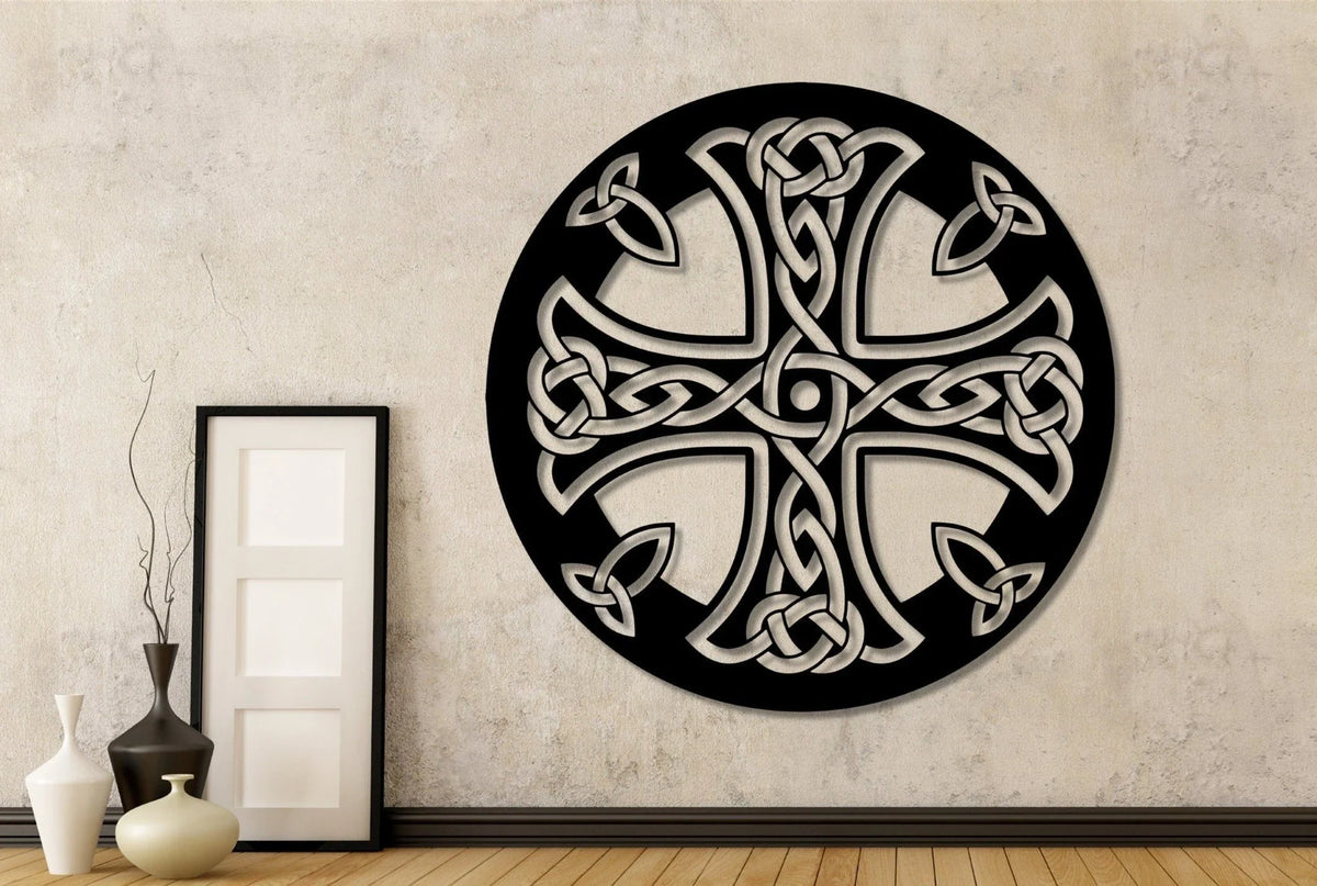 Celtic Cross Cut Metal Sign Wall Metal Art - 8 inches - metal sign