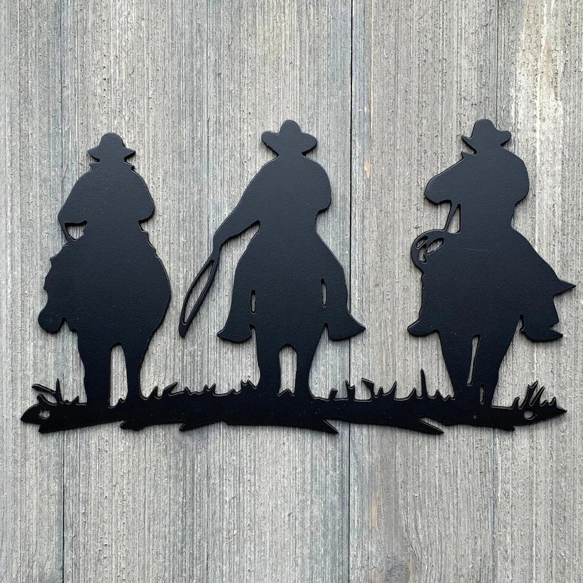 Mounted Cowboys Metal Sign Cutout Cut Metal Sign Wall Metal Art - 8 inches - metal sign