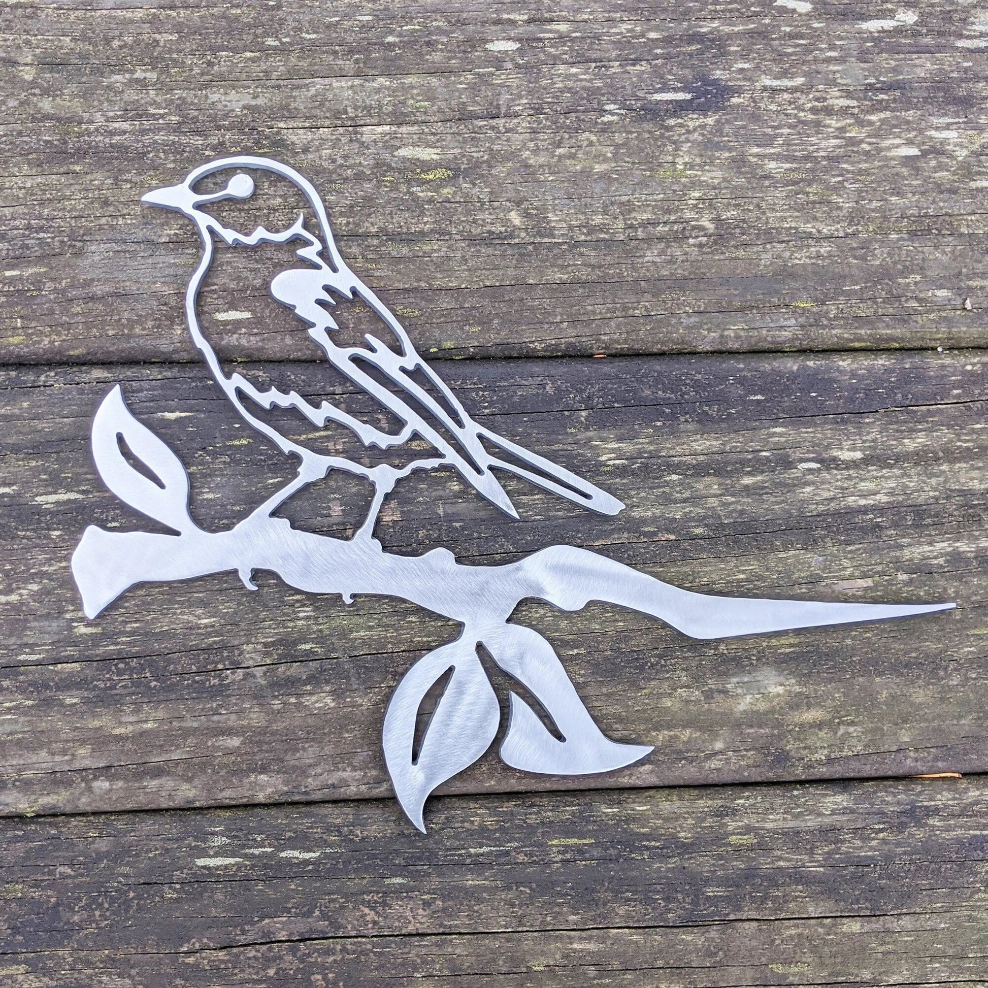 Bluebird Metal Bird Tree Sign Steel Bluebird Silhouette With Mounting Spike Raw Steel For Patina Or Powder Coat Finish Metal Art Piece - 8 inches - metal sign