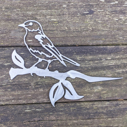 Bluebird Metal Bird Tree Sign Steel Bluebird Silhouette With Mounting Spike Raw Steel For Patina Or Powder Coat Finish Metal Art Piece - 8 inches - metal sign